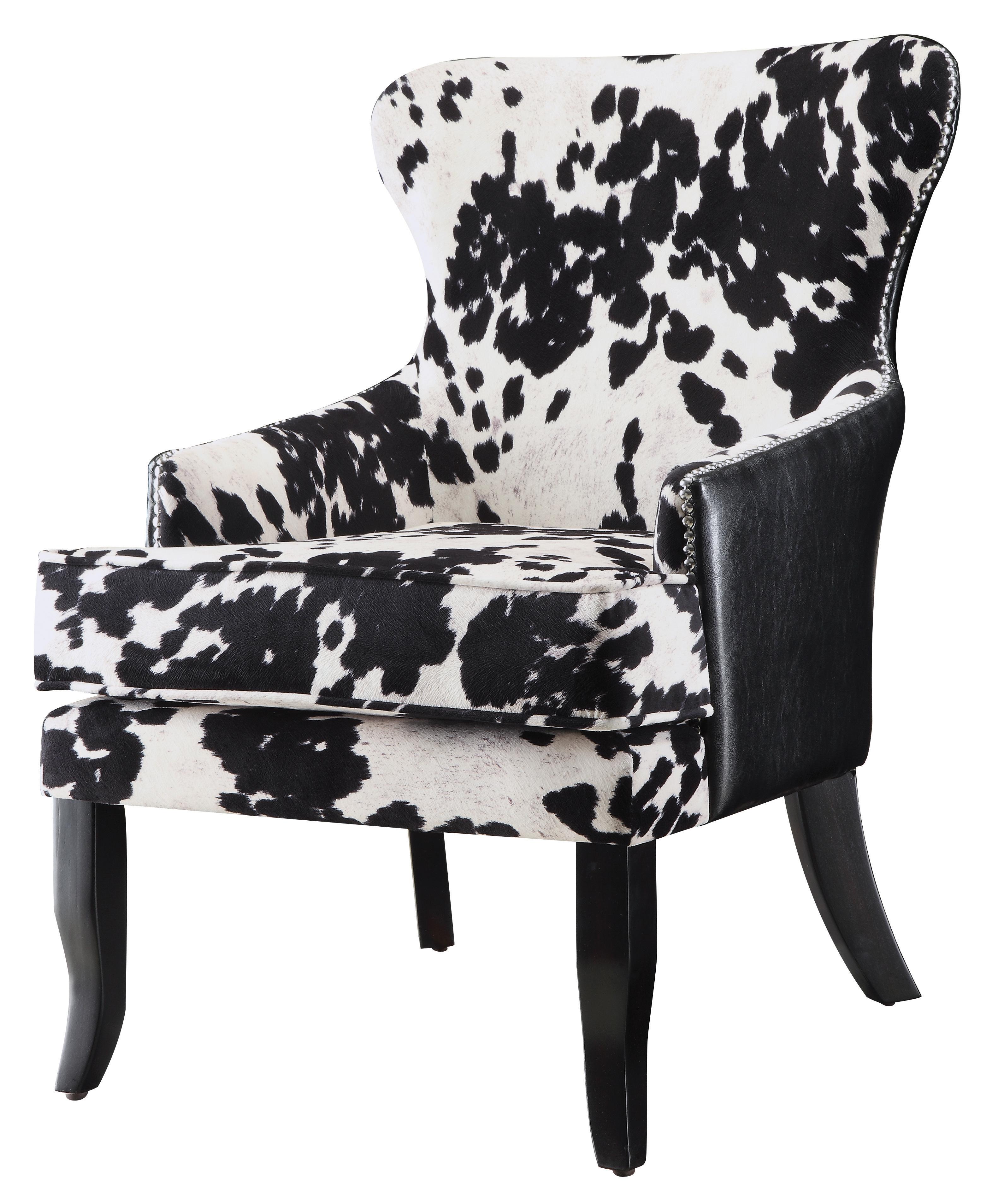 Cowhide chairs with nailhead trim top